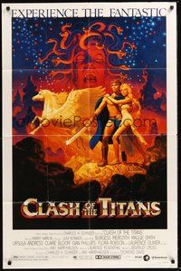 1w185 CLASH OF THE TITANS 1sh '81 Ray Harryhausen, great fantasy art by Greg & Tim Hildebrandt!