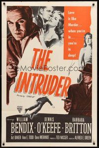 1w199 COVER UP 1sh R54 William Bendix, Dennis O'Keefe, Barbara Britton, The Intruder!