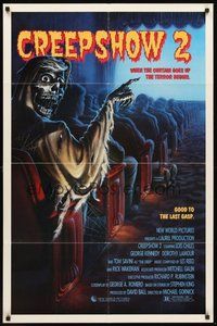 1w204 CREEPSHOW 2 1sh '87 Tom Savini, great Winters artwork of skeleton guy in theater!