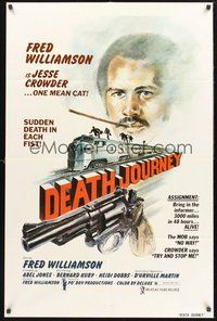1w229 DEATH JOURNEY 1sh '75 Fred Williamson, cool train and gun artwork design!