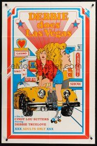 1w232 DEBBIE DOES LAS VEGAS 1sh '82 Debbie Truelove, wonderful sexy gambling casino artwork!