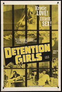 1w237 DETENTION GIRLS 1sh '69 the story of sadism & perversion in a women's prison!