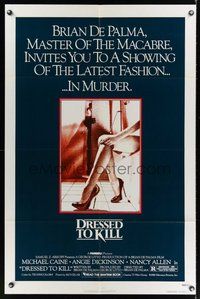 1w261 DRESSED TO KILL 1sh '80 Brian De Palma shows you the latest fashion in murder, sexy legs!