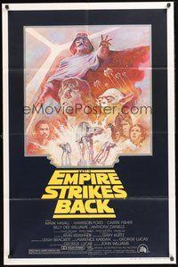 1w274 EMPIRE STRIKES BACK 1sh R81 George Lucas sci-fi classic, cool artwork by Tom Jung!