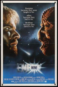 1w276 ENEMY MINE teaser 1sh '85 Dennis Quaid, alien Louis Gossett Jr., Wolfgang Petersen sci-fi!