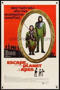 1w284 ESCAPE FROM THE PLANET OF THE APES 1sh '71 meet Baby Milo who has Washington terrified!