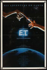 1w266 E.T. THE EXTRA TERRESTRIAL 1sh '82 Steven Spielberg classic, John Alvin art!