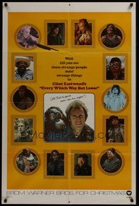1w287 EVERY WHICH WAY BUT LOOSE teaser 1sh '78 Clint Eastwood & Clyde the orangutan, Sondra Locke!