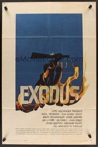 1w291 EXODUS 1sh '61 Otto Preminger, great artwork of arms reaching for rifle by Saul Bass!