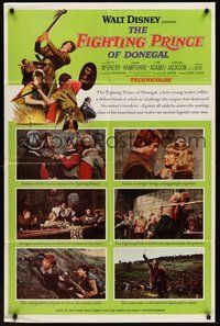 1w312 FIGHTING PRINCE OF DONEGAL style B 1sh '66 Disney, a reckless young rebel rocks an empire!
