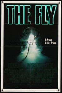 1w323 FLY 1sh '86 David Cronenberg, Jeff Goldblum, cool sci-fi art of telepod by Mahon!