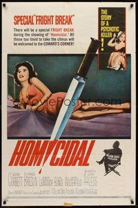 1w414 HOMICIDAL 1sh '61 William Castle's frightening story of a psychotic female killer!
