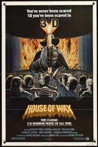1w425 HOUSE OF WAX 1sh R81 Vincent Price, really cool Larry Salk 3-D horror artwork!