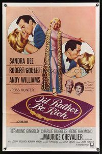 1w442 I'D RATHER BE RICH 1sh '64 sexy Sandra Dee between Robert Goulet & Andy Williams!