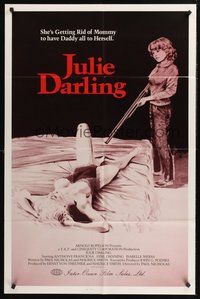 1w471 JULIE DARLING 1sh '83 violent artwork of little girl about to shoot sexy mother in bed!
