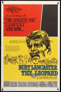 1w503 LEOPARD 1sh '63 Luchino Visconti's Il Gattopardo, cool art of Burt Lancaster!