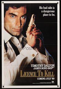 1w509 LICENCE TO KILL teaser 1sh '89 Timothy Dalton as James Bond, he's out for revenge!