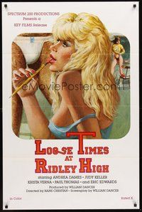 1w532 LOOSE TIMES AT RIDLEY HIGH 1sh '84 Hans Christan, sexy artwork of girl w/pencil in her mouth!