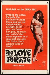 1w546 LOVE PIRATE 1sh '71 sexy Hilary Lee Gaess, Barry Mahon directed nudie cutie!