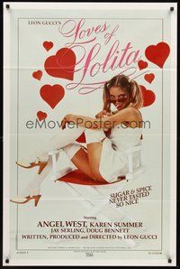 1w552 LOVES OF LOLITA video/theatrical 1sh '84 sexy Angel West, sugar & spice never tasted so nice!