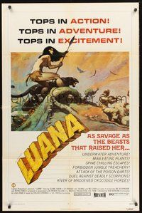 1w554 LUANA style B 1sh '73 great Frank Frazetta art of sexy female Tarzan!