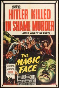 1w569 MAGIC FACE 1sh '51 Luther Adler as Hitler slain in love nest after champagne party!