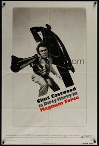 1w572 MAGNUM FORCE 1sh '73 Clint Eastwood is Dirty Harry pointing his huge gun!