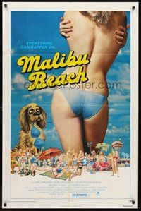 1w579 MALIBU BEACH 1sh '78 great image of sexy topless girl in bikini on famed California beach!
