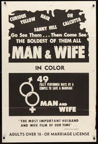 1w581 MAN & WIFE 1sh '70s 49 fully performed ways by a couple to save a marriage!