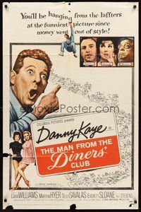 1w584 MAN FROM THE DINERS' CLUB 1sh '63 Danny Kaye, funniest picture since money went out of style!
