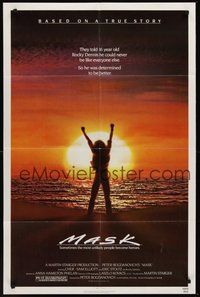 1w601 MASK 1sh '85 Cher, Eric Stoltz is Rocky Dennis, directed by Peter Bogdanovich!