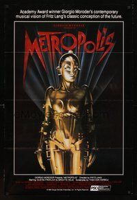 1w609 METROPOLIS 1sh R84 Fritz Lang classic, great art of female robot by Nikosey!