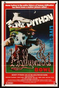 1w626 MONTY PYTHON LIVE AT THE HOLLYWOOD BOWL 1sh '82 great wacky meat grinder image!