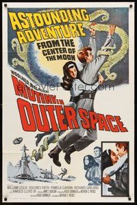 1w641 MUTINY IN OUTER SPACE 1sh '64 wacky sci-fi, astounding adventure from the moon's center!