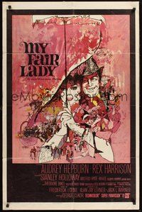 1w642 MY FAIR LADY 1sh '64 classic art of Audrey Hepburn & Rex Harrison by Bob Peak!