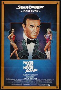 1w649 NEVER SAY NEVER AGAIN 1sh '83 art of Sean Connery as James Bond 007 by R. Obrero!
