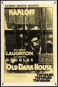 1w666 OLD DARK HOUSE 1sh R81 Melvyn Douglas, Charles Laughton, Boris Karloff in window!