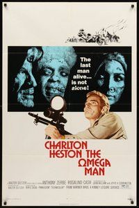 1w668 OMEGA MAN 1sh '71 Charlton Heston is the last man alive, and he's not alone!