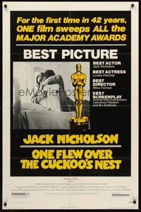 1w673 ONE FLEW OVER THE CUCKOO'S NEST awards 1sh '75 Jack Nicholson & Sampson, Milos Forman classic