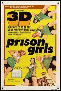 1w712 PRISON GIRLS 1sh '72 3-D, Uschi Digard, the most controversial movie ever!