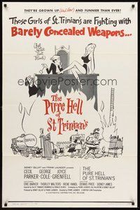 1w718 PURE HELL OF ST TRINIAN'S 1sh '61 English comedy, sexy artwork, barely concealed weapons!