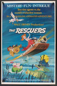1w734 RESCUERS 1sh '77 Disney mouse mystery adventure cartoon from the depths of Devil's Bayou!
