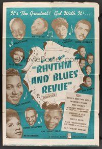 1w740 RHYTHM & BLUES REVUE 1sh '55 Nat King Cole, Count Basie, Mantan Moreland, black stars!