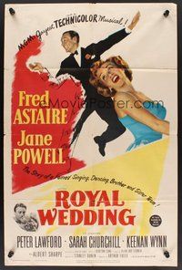 1w749 ROYAL WEDDING 1sh '51 great image of dancing Fred Astaire & sexy Jane Powell!