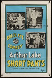 1w786 SHORT PANTS 1sh '25 Arthur Lake & Marceline Day in silent Bull's Eye Comedy!