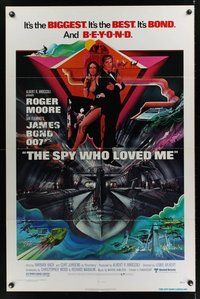 1w816 SPY WHO LOVED ME 1sh '77 great art of Roger Moore as James Bond 007 by Bob Peak!