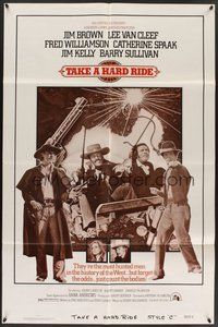 1w848 TAKE A HARD RIDE style C 1sh '75 Jim Brown, Lee Van Cleef & Fred Williamson in action!