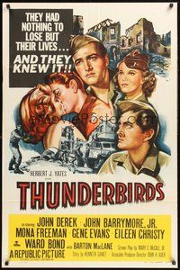 1w881 THUNDERBIRDS 1sh '52 cool art of John Derek & John Barrymore!