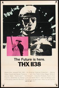 1w882 THX 1138 1sh '71 first George Lucas, Robert Duvall, bleak futuristic fantasy sci-fi!