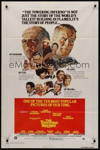 1w896 TOWERING INFERNO style B 1sh R76 Steve McQueen, Paul Newman, cool totally different art!